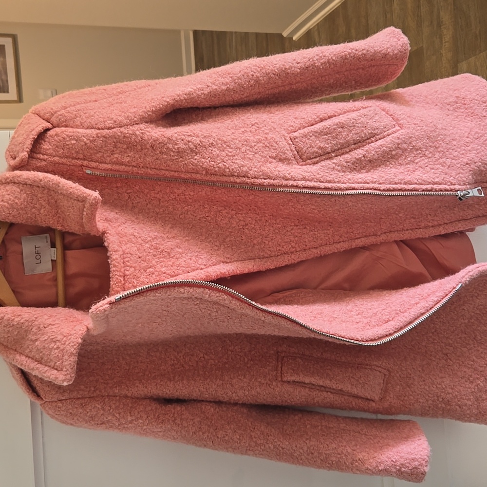 LOFT Women's Pink Teddy Jacket - Picture 9 of 16